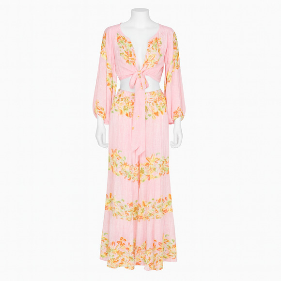 Free People x REVOLVE Paradise Jumpsuit Sugar Magnolia Combo Pink Floral L NEW - Picture 15 of 15